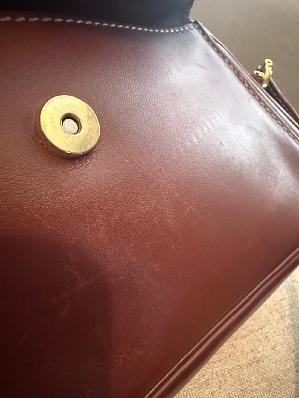 Cartier Brown Leather Crossbody Bag with Burgundy Dust Bag - Picture 13 of 14